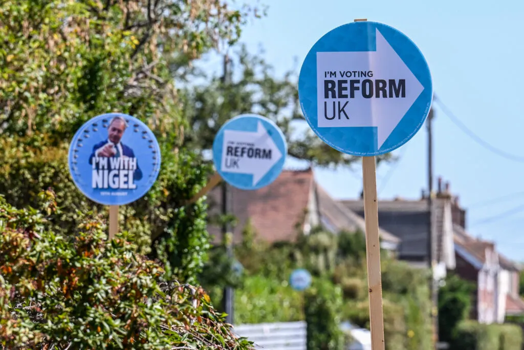 Reform UK branding in Clacton