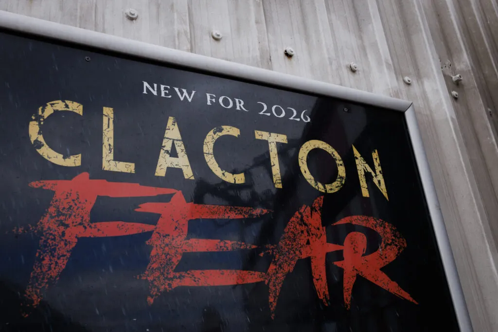 A poster reading ‘Clacton Fear’ — local anxieties amplified by a national media frenzy