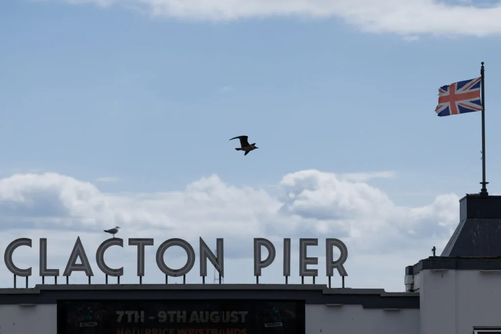 Campaigners and curious visitors crowd Clacton’s pier and promenade