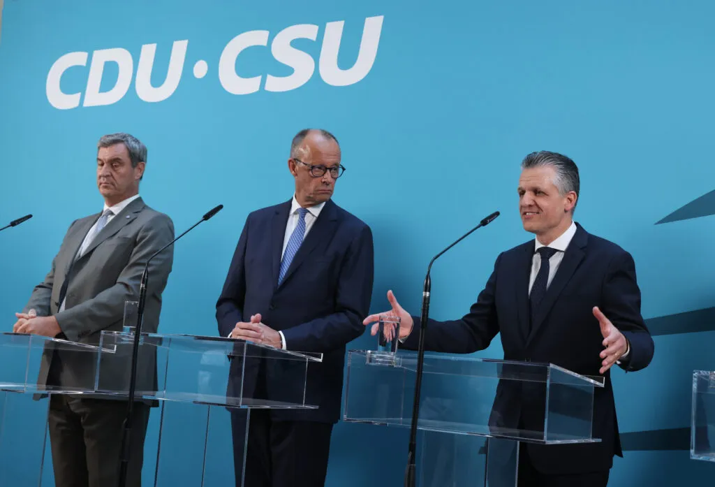 Merz and other leaders at a July meeting in Berlin